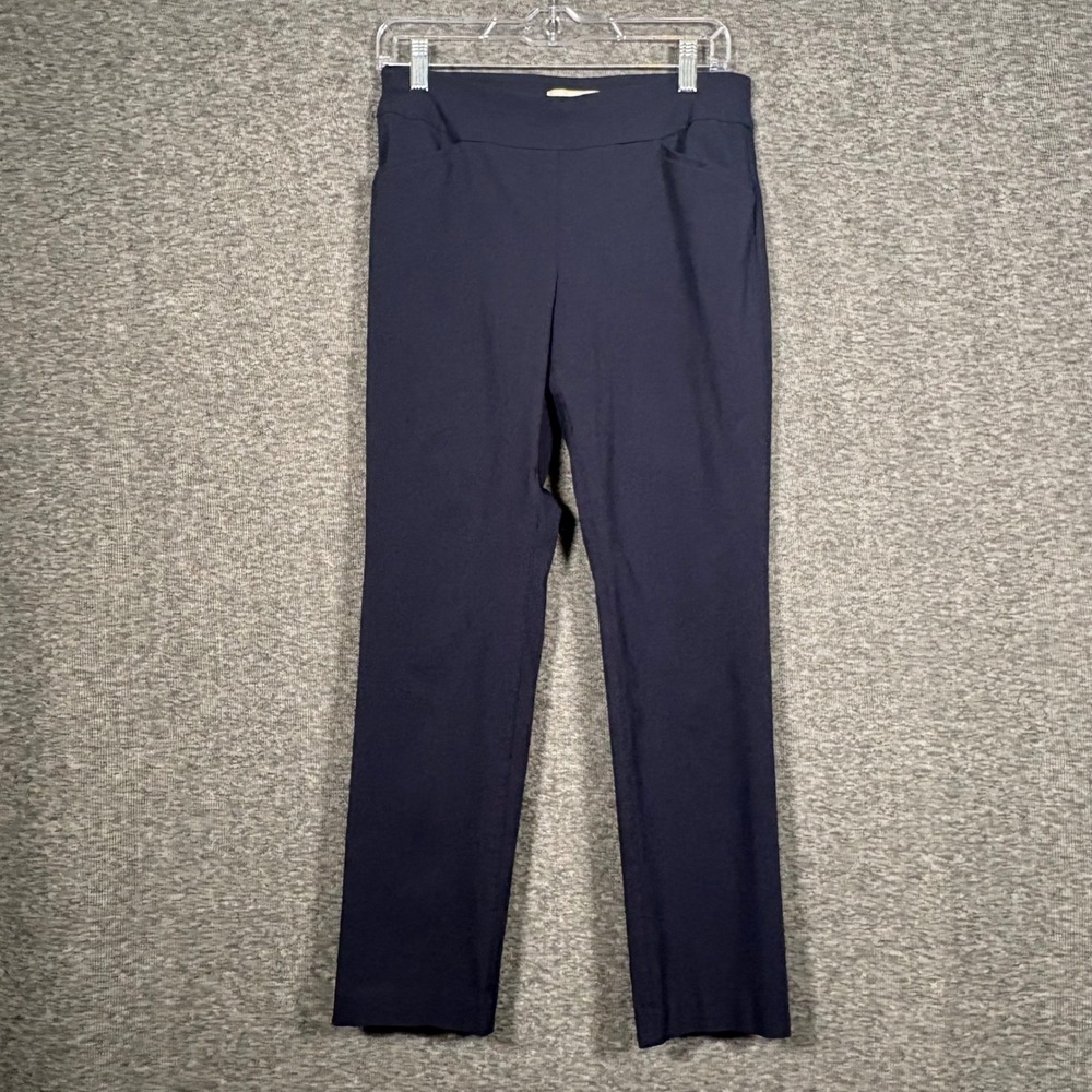 Talbots Petite Navy Blue Pull On Ankle Pants Slim Leg Stretch Trousers 8P